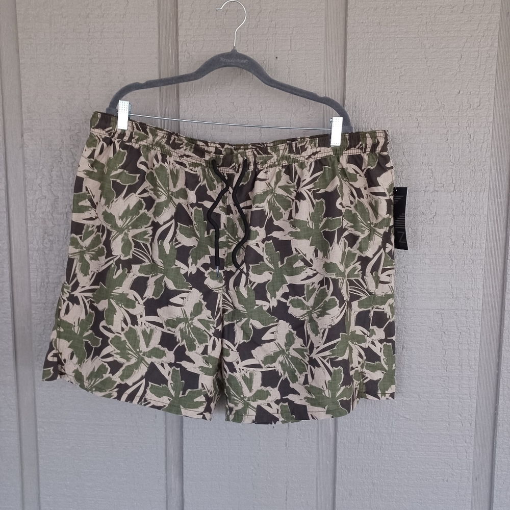 Zella Rip Tide Patterned Swim Trunks Size 2XL Men In Olive Tarmac Pali Floral
